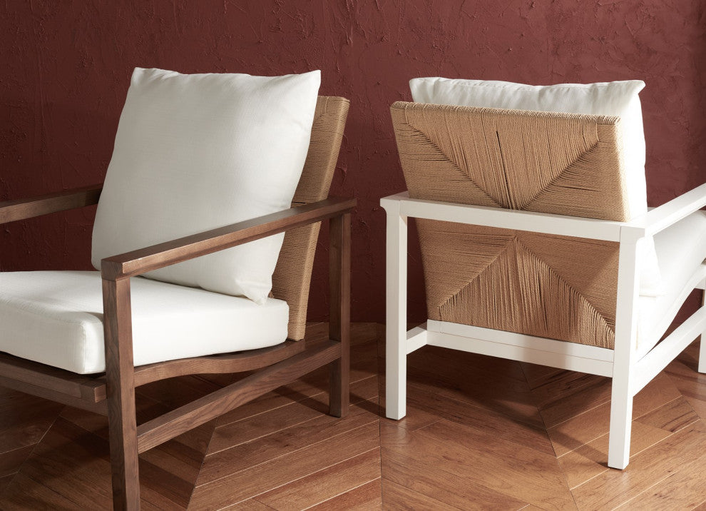 Safavieh Couture Emmalee Cord Back Accent Chair Walnut / Natural