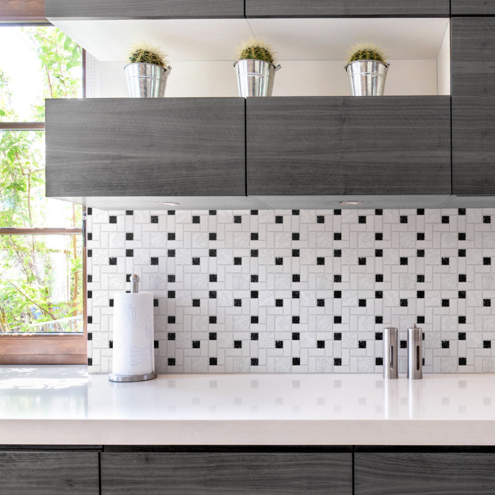 Academy White and Black Porcelain Floor and Wall Tile