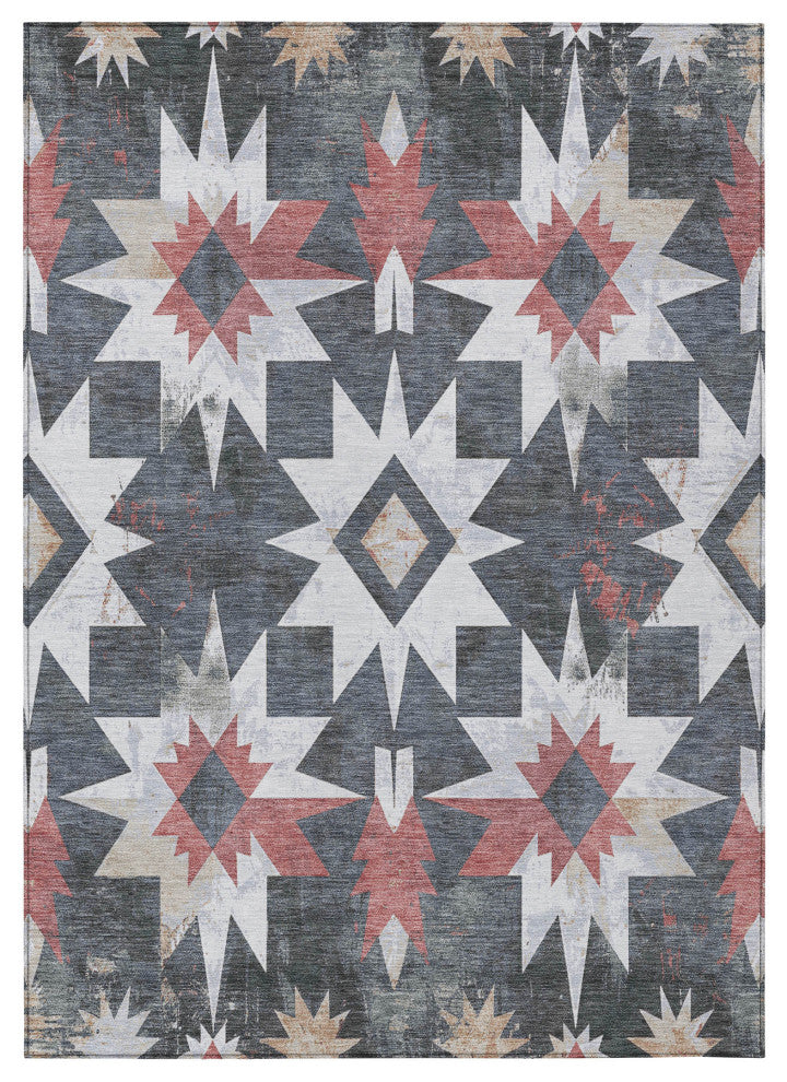 Machine Washable Indoor/Outdoor Chantille ACN1893 Black 8' x 10' Rug