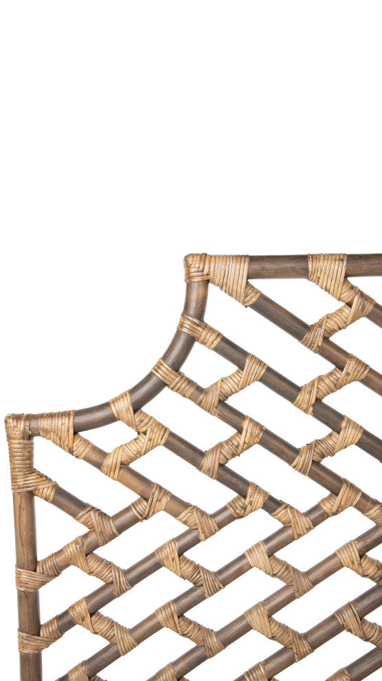 Rattan Chippendale Headboard, Antique Brown, Twin Size