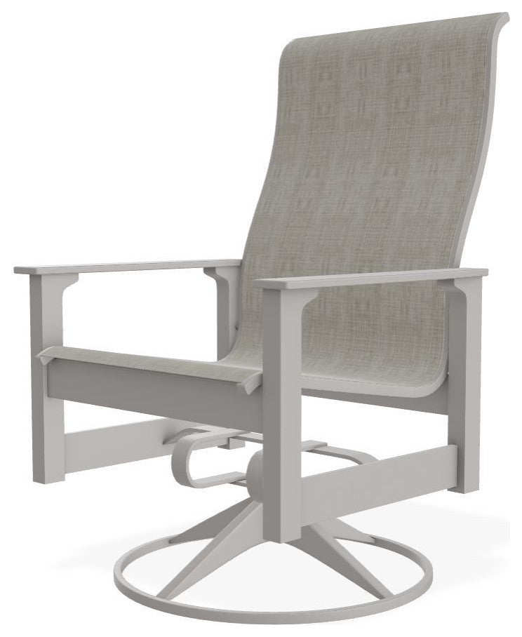 Leeward Sling Outdoor Swivel Rocker, Smoke/Warm Gray