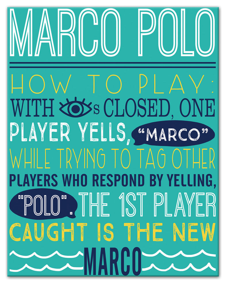 Marco Polo Swimming Pool Rules 11x14 Canvas Wall Art