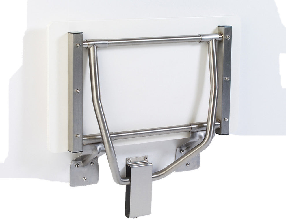 Rectangular Folding Shower Seat, White HDP, 24", Wall Mount