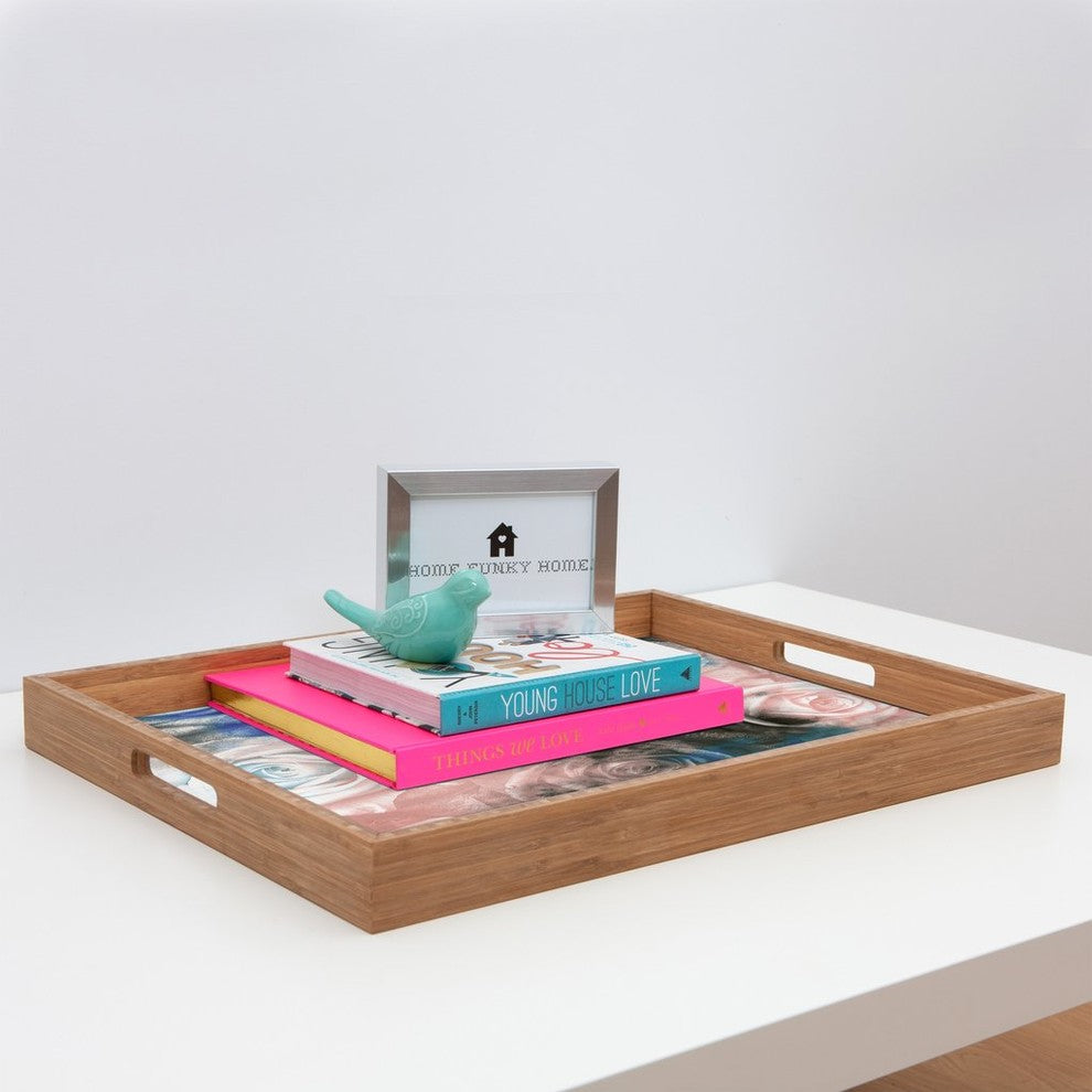 Caleb Troy Wintertide Roses Rectangular Tray, 18"x14"