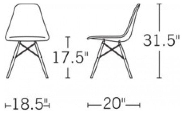 Black Fabric Upholstered DSW Mid Century Shell Chair, Wood Eiffel Legs