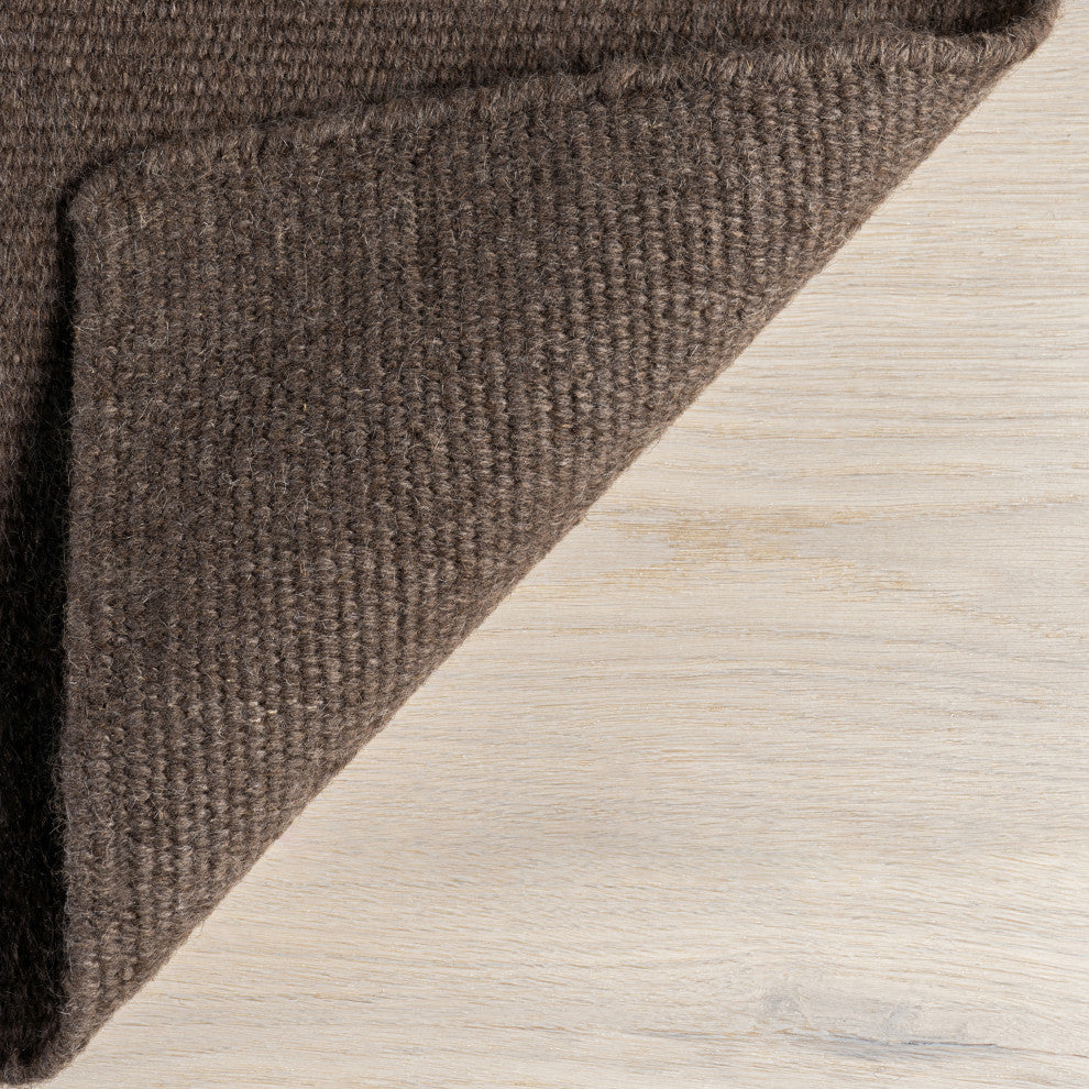 Elowen Double Striped Wool Area Rug, Dark Brown 10'x14'
