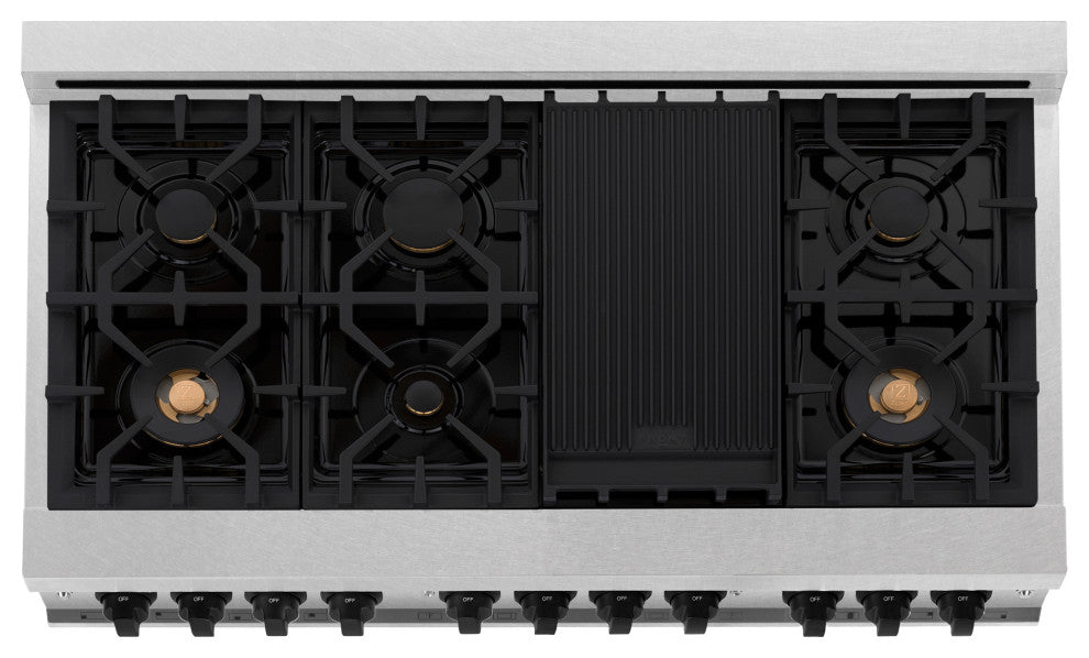 ZLINE 48" Dual Fuel Range, DuraSnow With Matte Black Accents RASZ-SN-48-MB