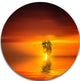 Wonderful Tree With Birds At Sunset, Round Metal Artwork Landscape, 23"