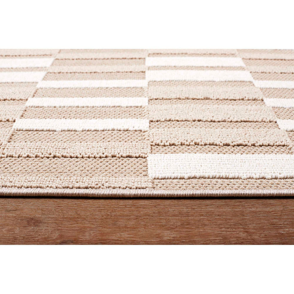 Resort Boxes Area Rug, Beige, 6'7"x9'4"
