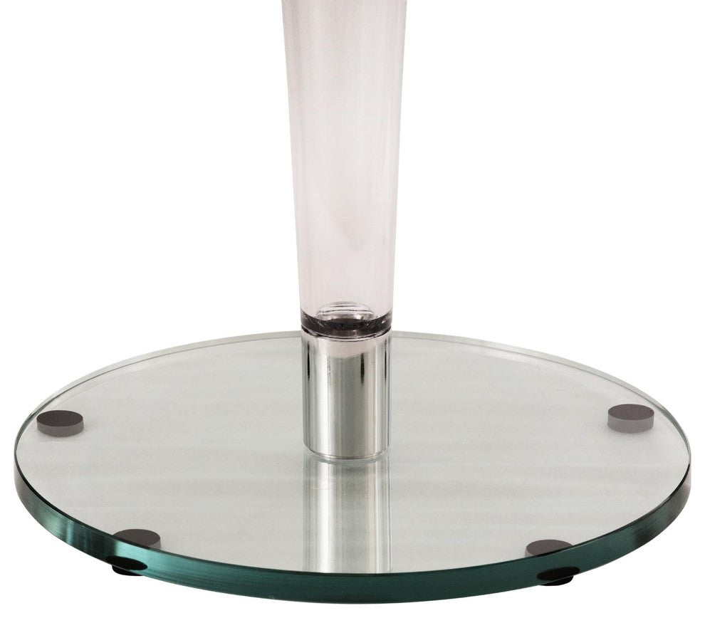 Leisuremod Lonia Modern Glass Top Bistro Accent Dining Table With Acrylic Base