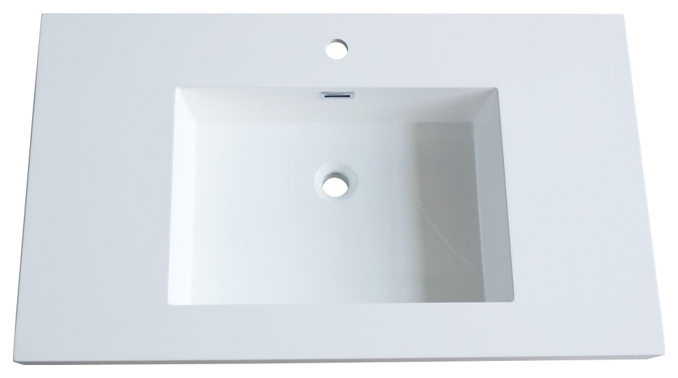 Dowell 22" FTB Resin Bathroom Vanity Basin, White, 36wx22dx6h