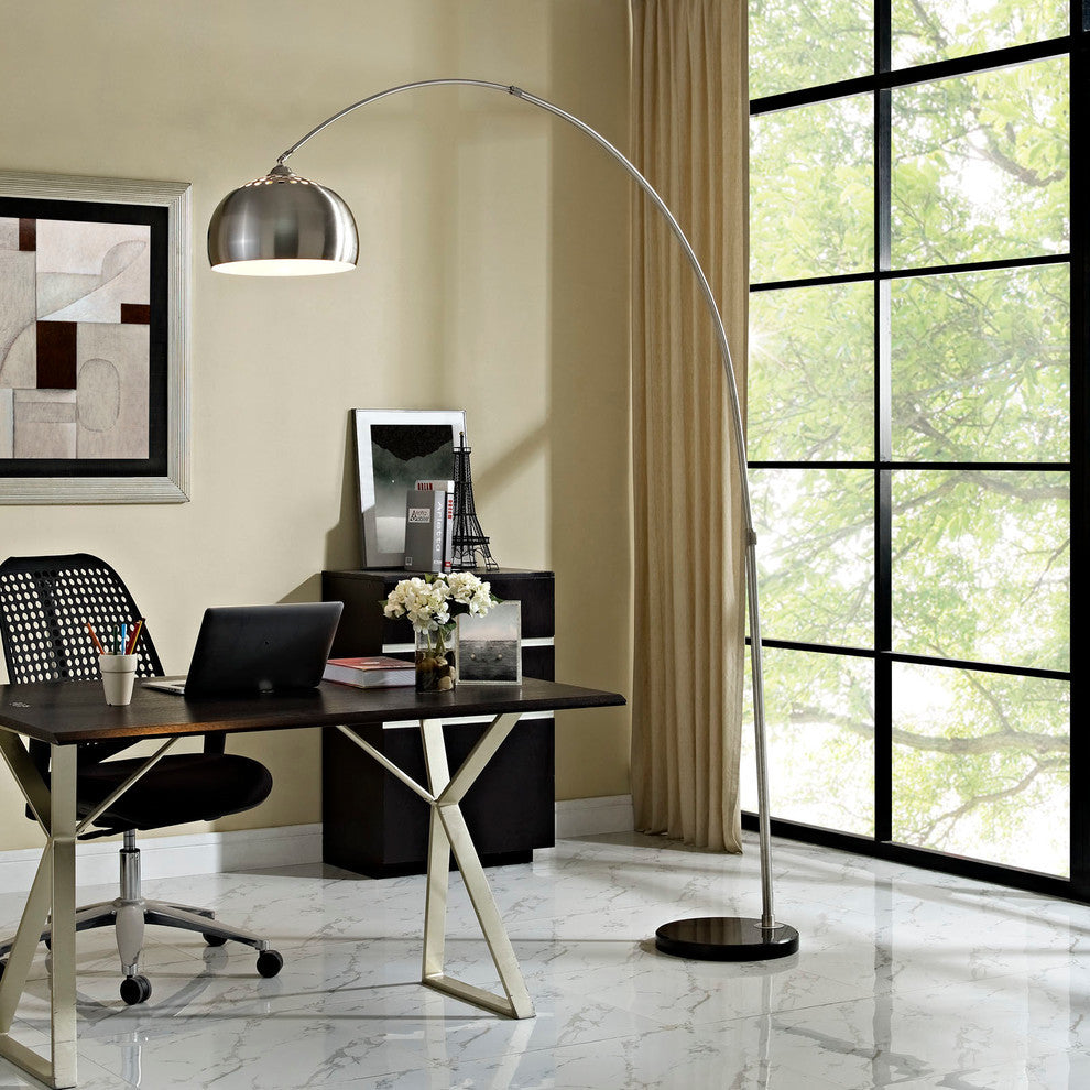 Modern Contemporary Living Room Round Floor Lamp Black