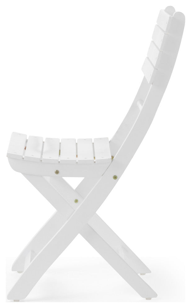 GDF Studio Vicaro Outdoor White Acacia Wood Foldable Dining Chairs, Set of 4