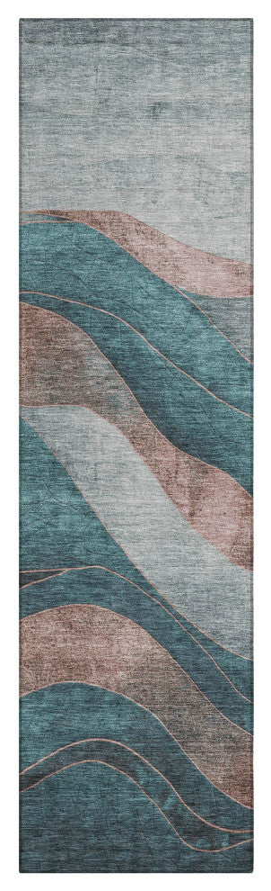 Machine Washable Indoor/Outdoor Chantille ACN1892 Teal 2'3" x 7'6" Runner Rug