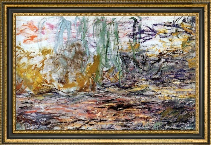Claude Oscar Monet WaterLilies (Left Half) Framed Premium Canvas Print, 16"x24"