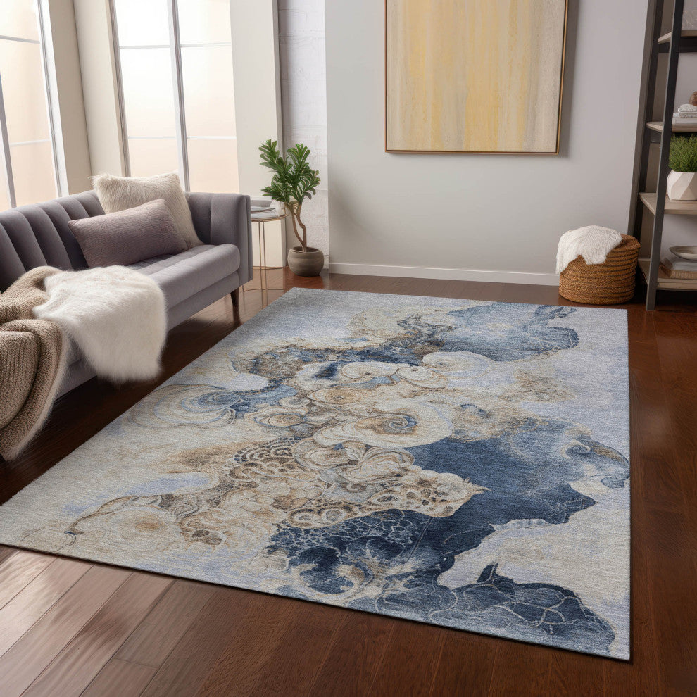 Machine Washable Indoor/Outdoor Chantille ACN1860 Denim 2'6" x 3'10" Rug