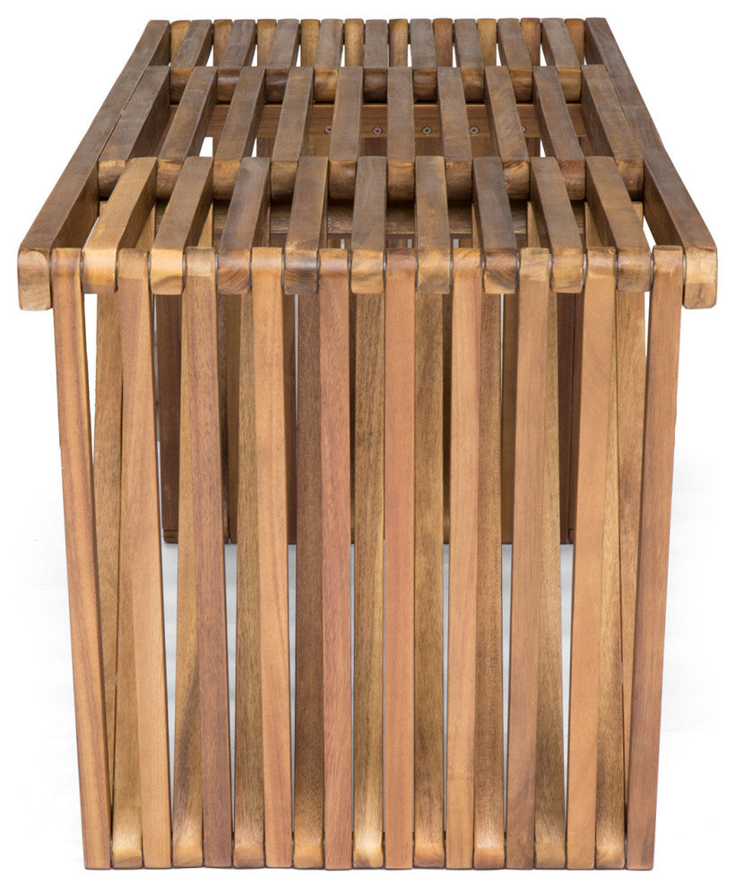 GDF Studio Esme Outdoor Acacia Wood Bench, Teak Finish