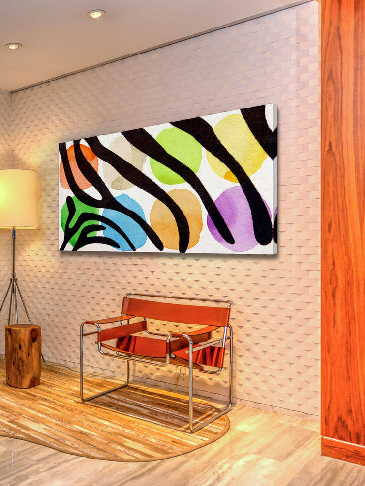 "Rainbow Zebra I v2" Painting Print on Canvas by Irena Orlov