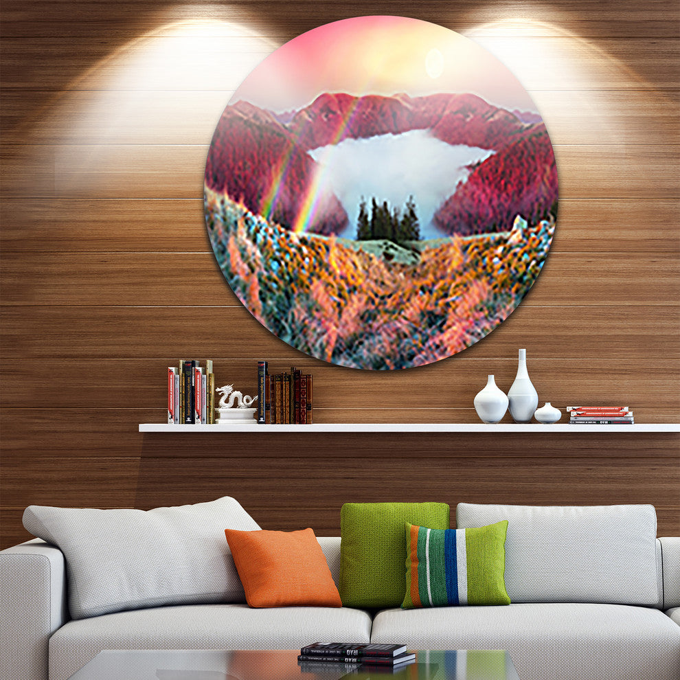 Colorful Beach Forest In Carpathians, Landscape Round Wall Art, 38"