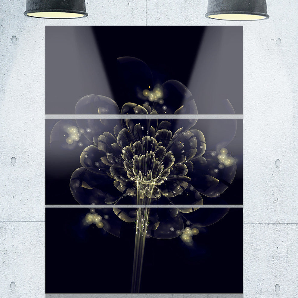"Dark Yellow Digital Fractal Flower" Metal Wall Art, 3 Panels, 28"x36"