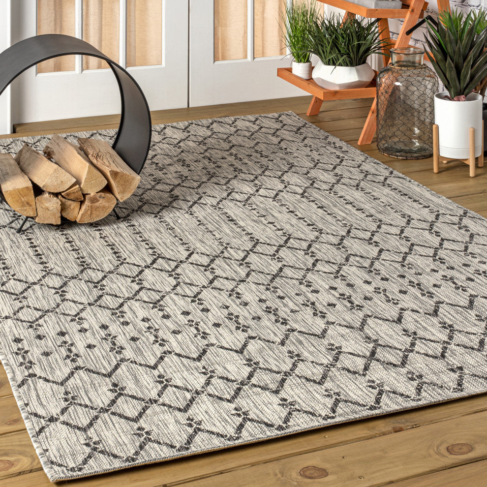 Ourika Moroccan Geometric Textured Weave Indoor/Outdoor Area Rug