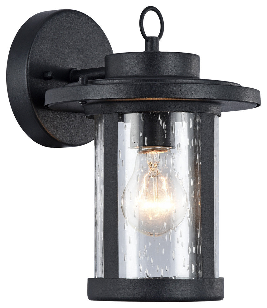 VAXCEL, Transitional 1 Light Textured Black Outdoor Wall Sconce, 10" Height