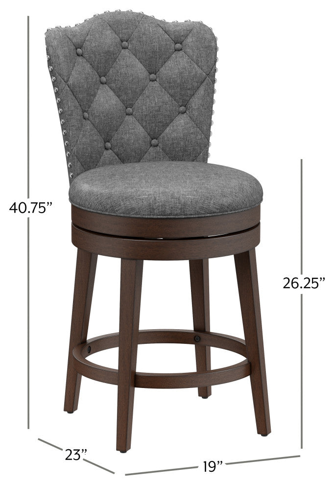 Hillsdale Edenwood Wood Counter Height Swivel Stool with Tufted Back