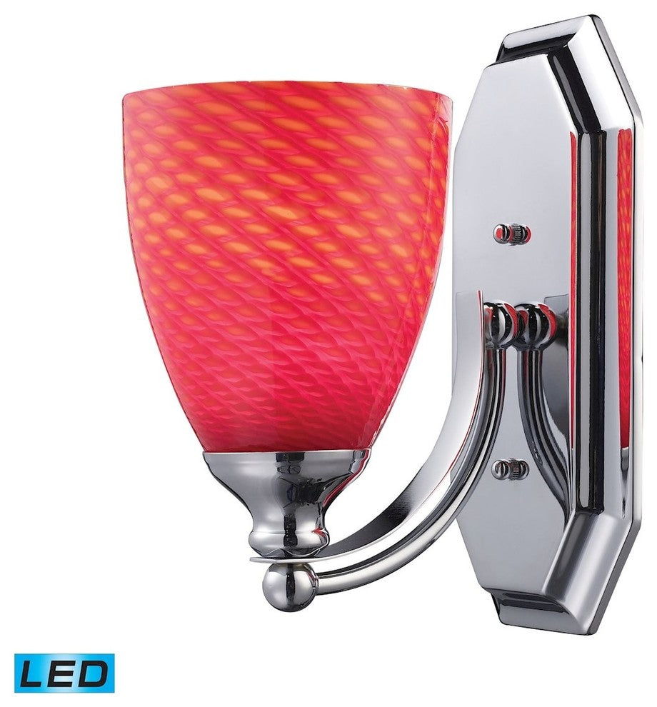 Elk Lighting 1 Light Vanity In Polished Chrome And scarlet Red Glass - LED