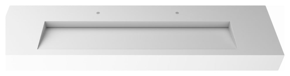 CastelloUSA Pyramid Solid Surface Wall Mounted Ramp Basin Sink, White, 72", Standard