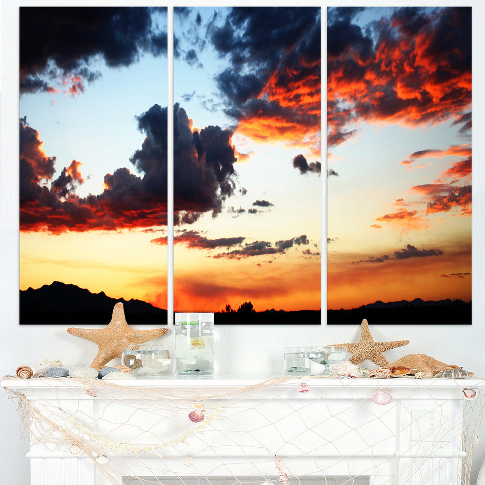 "Blazing Sky With Clouds Panorama" Metal Wall Art, 3 Panels, 36"x28"