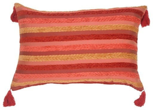 Pillow Decor - Chenille Stripes in Raspberry and Caramel Accent Pillow