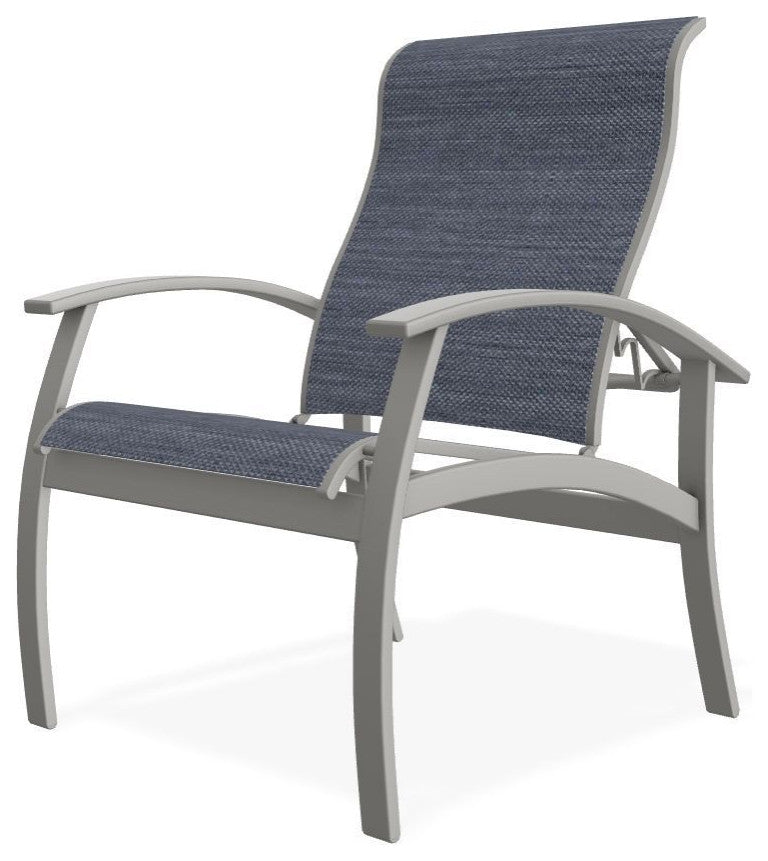 Belle Isle Sling Adjustable Outdoor Dining Chair, Augustine Denim/Snow