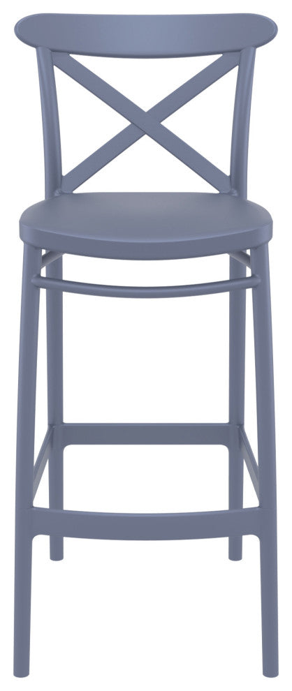 Cross Bar Stool, Set of 2, Dark Gray