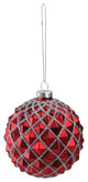 3.25" Red and Silver Glittered Glass Ball Christmas Ornament