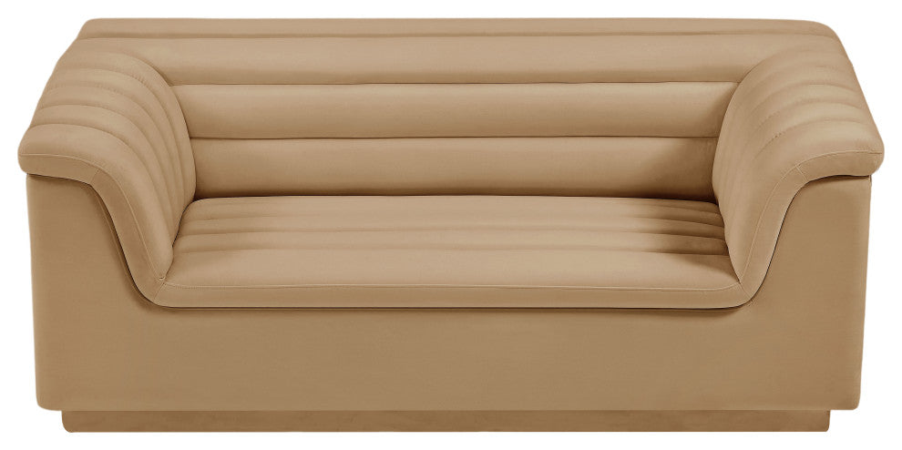 Cascade Upholstered Set, Camel, Velvet, Loveseat