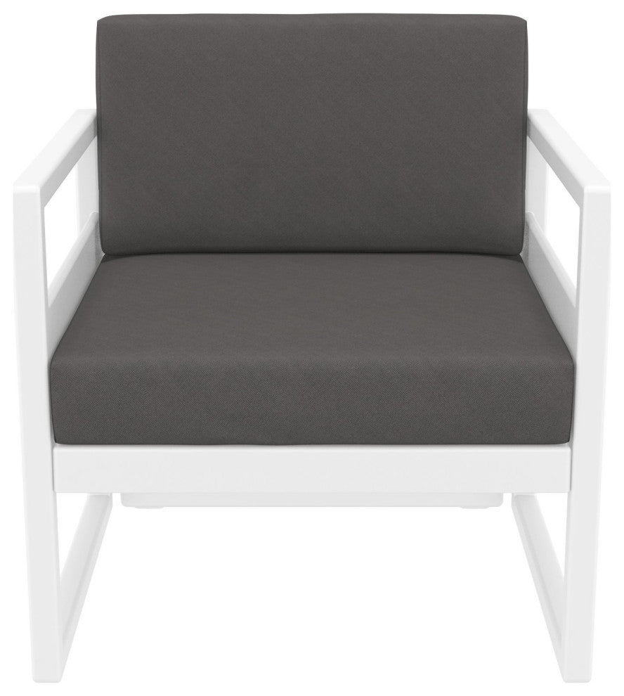 Mykonos Patio Club Chair White With Acrylic Fabric Charcoal Cushion