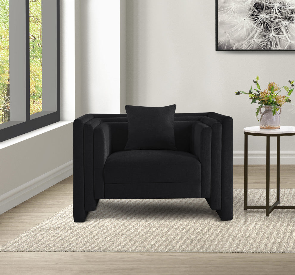 Everett Upholstered Chair, Black, Chenille Fabric