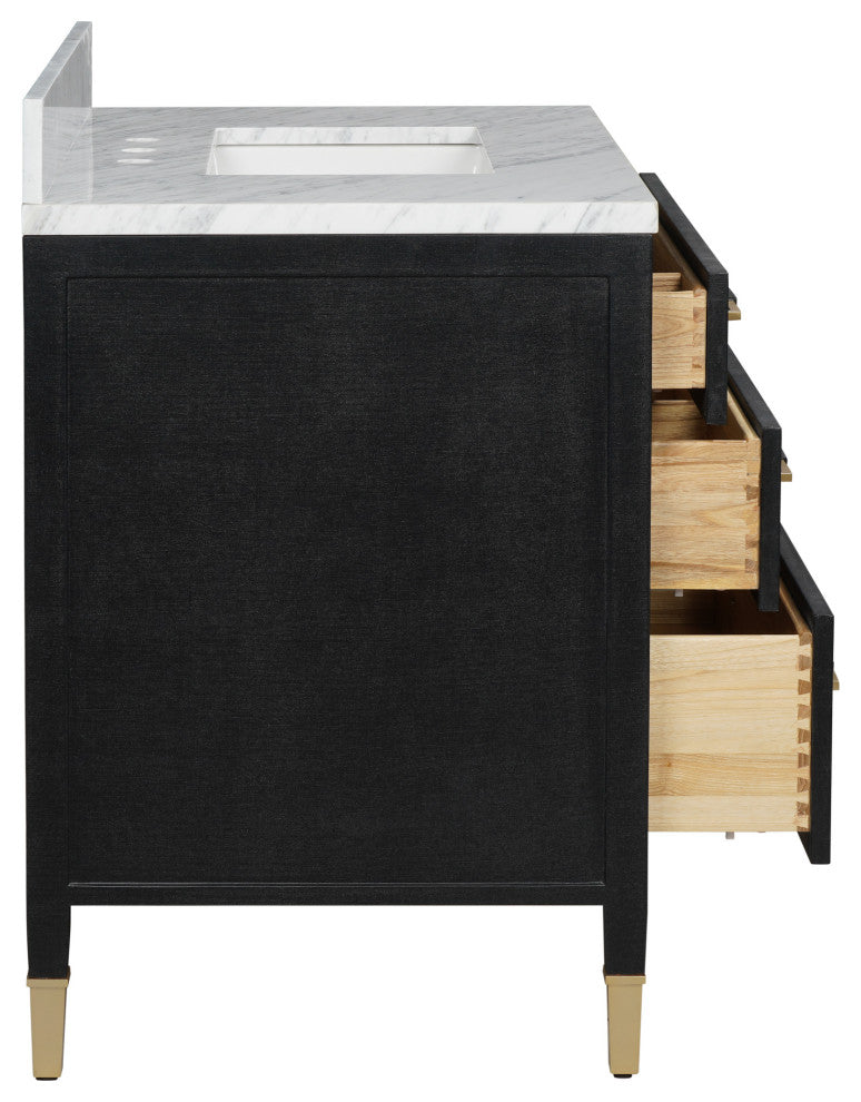 Verona 36" Black Linen Vanity with Rectangular Undermount Sink