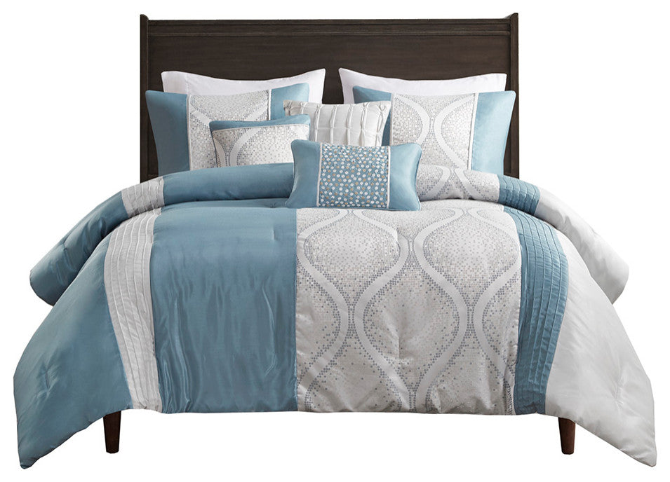Madison Park Lori 6 Piece Jacquard Comforter Set With Throw Pillows
