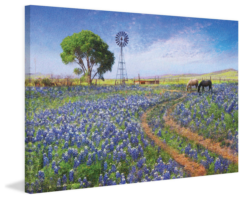 "Windmill Landscape" Painting Print on Canvas by Chris Vest