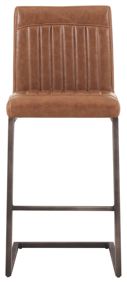 Ronan Bar/ Counter Stool, Set of 2, Antique Cigar Brown, Counter Stool, Faux Leather