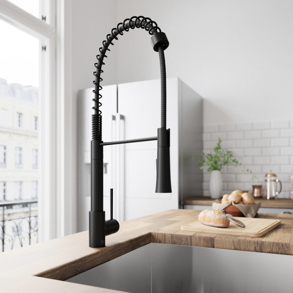 VIGO Laurelton 22" H Single Handle Pull-Down Sprayer Kitchen Faucet, Matte Black, Without Extras