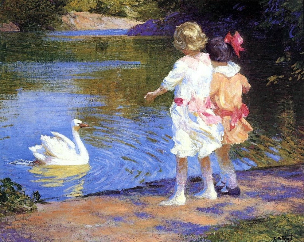 Edward Potthast A Swan - 20" x 25" Premium Canvas Print