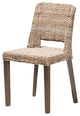 Magy Modern Bohemian Grey Rattan and Natural Brown Finished Wood Dining Chair