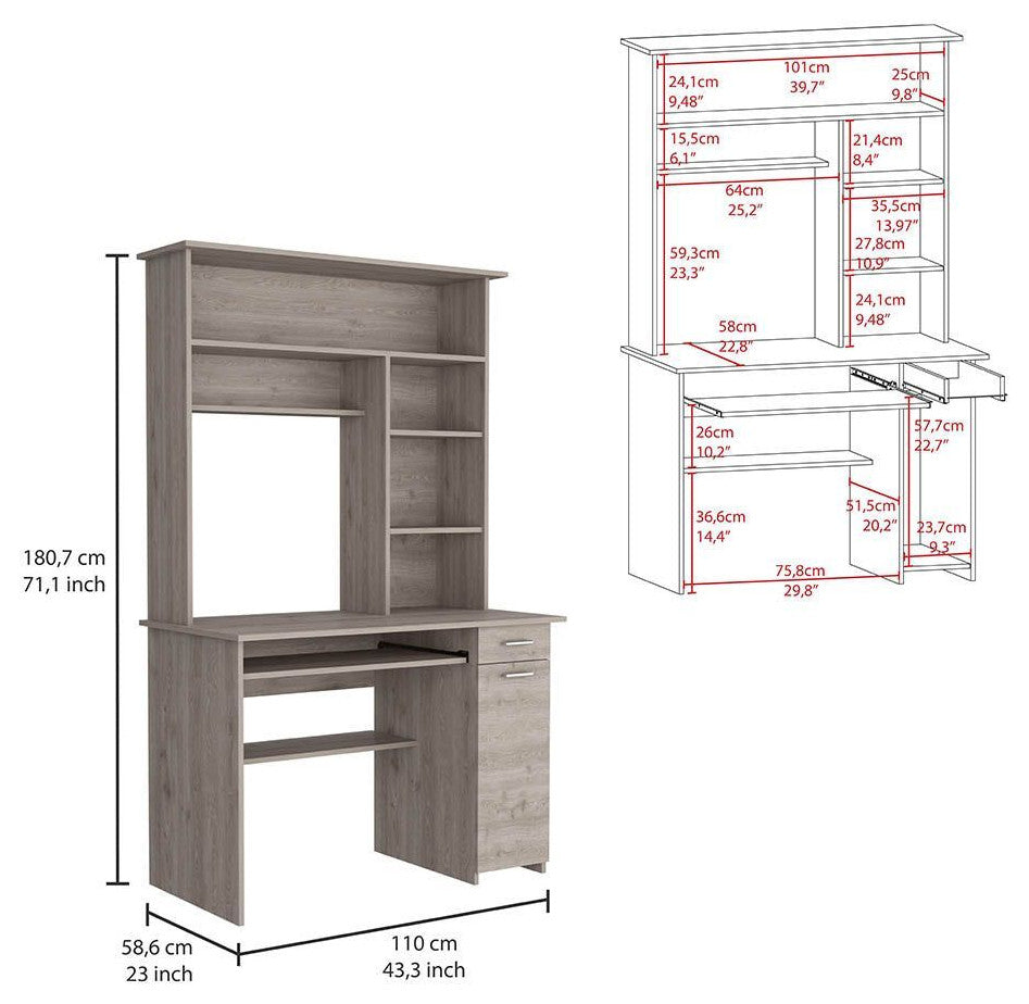 Tucson 2-Piece Office Set, Bookcase and Desk With Cabinet