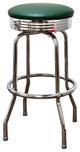 Retro Home Single Ring Chrome Pan 30" Swivel Bar Stool, Green