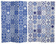 6' Tall Double Sided Blue and White Tile Canvas Room Divider