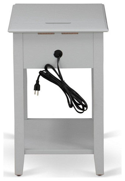 Wood Night Stand For Bedroom, 1 Wooden Drawer, Urban Gray