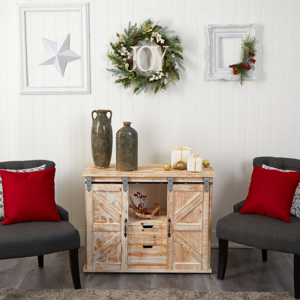 24" Christmas Joy Greenery Holiday Artificial Wreath