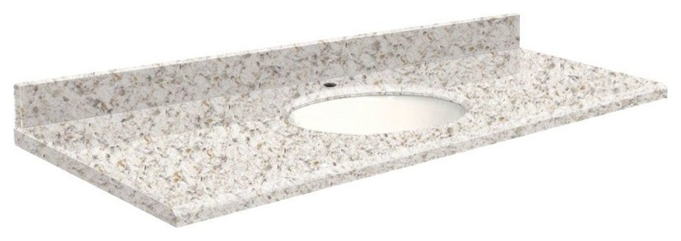 Quartz 61"x22" Vanity Top, 8" Contour, Almond Delite, White Bowl